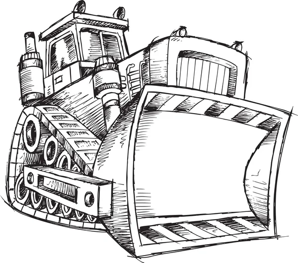 Boceto Construcción Bulldozer Vector Ilustración — Vector de stock