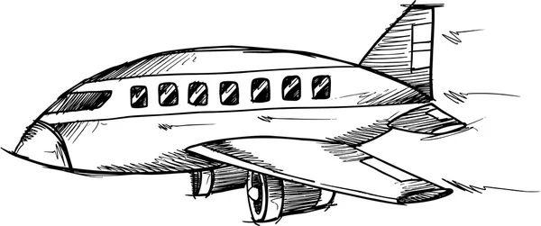 Flygplan Jet Doodle skiss vektor — Stock vektor