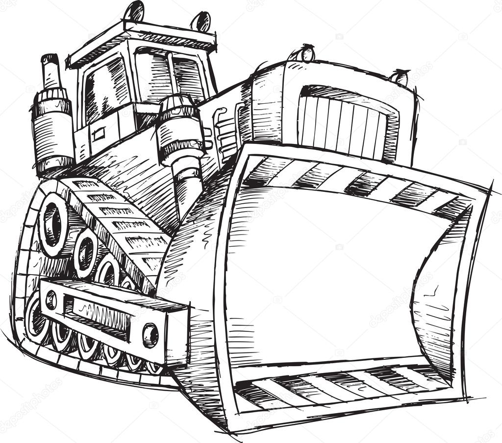 Bulldozer in outline style. Front, side and back view of digger. Building  machinery image. Industrial isolated drawing of dozer. Diesel vehicle  blueprint, Canvas Print | Barewalls Posters & Prints | bwc67581119