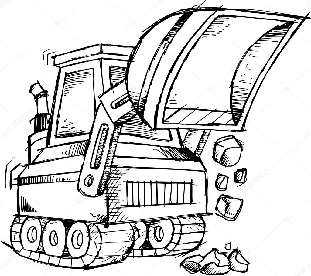 Sketch Construction Bulldozer Vector Illustration 