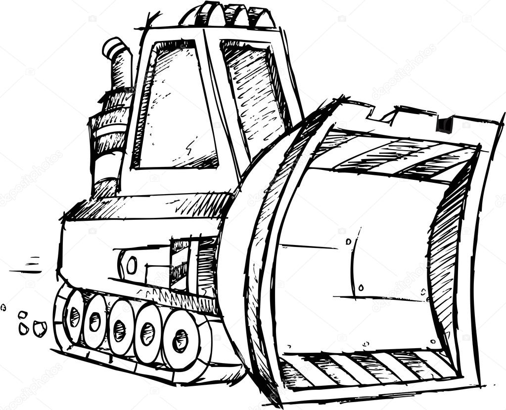 Sketch Construction Bulldozer Vector Illustration 