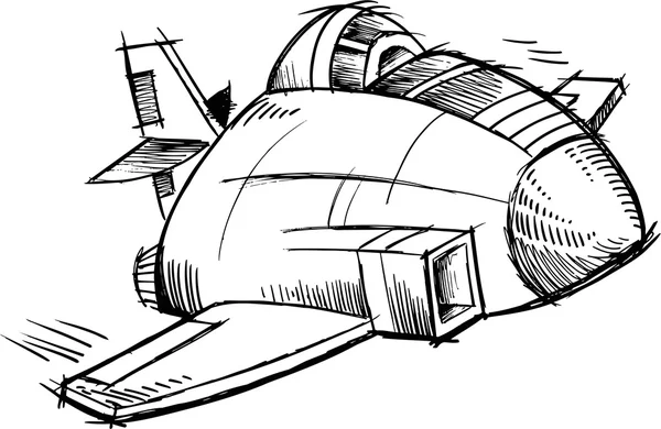 Sugárhajtású repülőgép Doodle vázlat vektor — Stock Vector