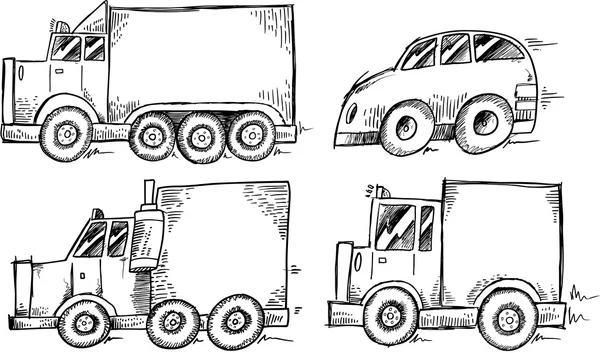 Doodle Skizze Transport Set Vektor Illustration — Stockvektor