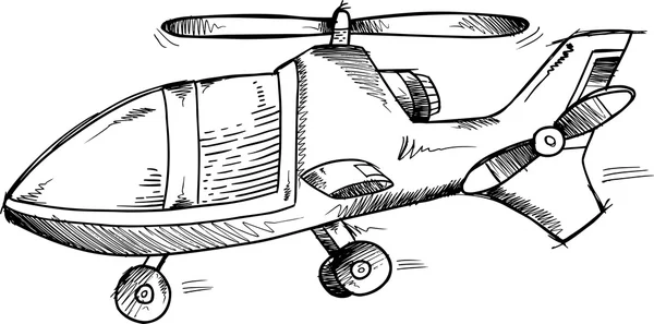 Helikopter doodle szkic wektor ilustracji sztuki — Wektor stockowy