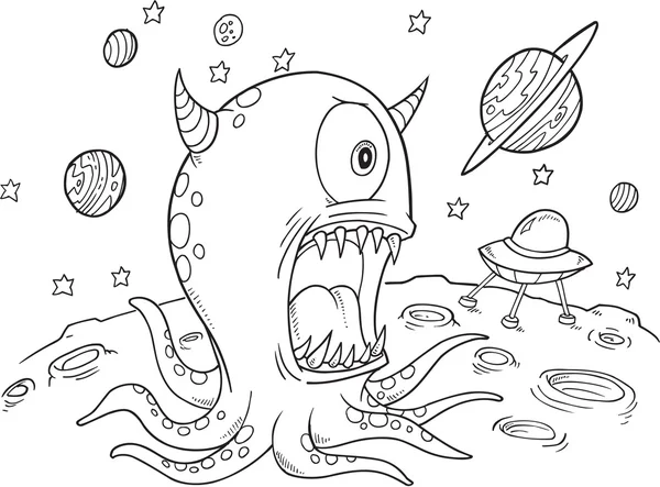 Espaço Monstro Vetor Ilustração Arte — Vetor de Stock