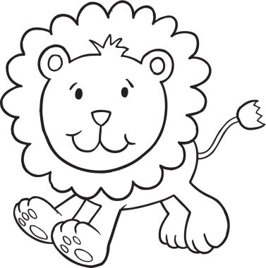 Vektör çizim sanat sevimli aslan Doodle 