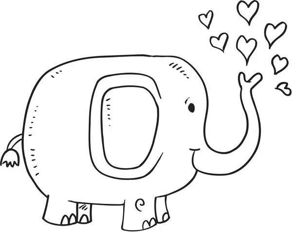 Doodle Elephant Vector Ilustração Arte — Vetor de Stock