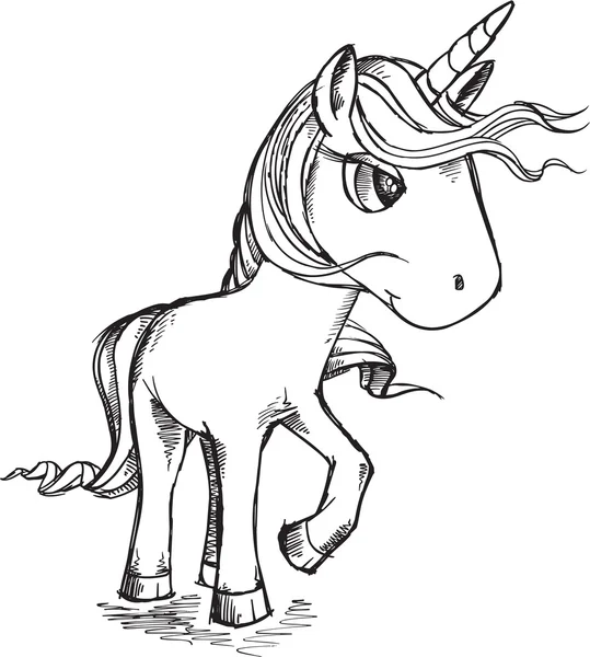 Doodle Unicorn wektor ilustracja sztuki Sketch — Wektor stockowy
