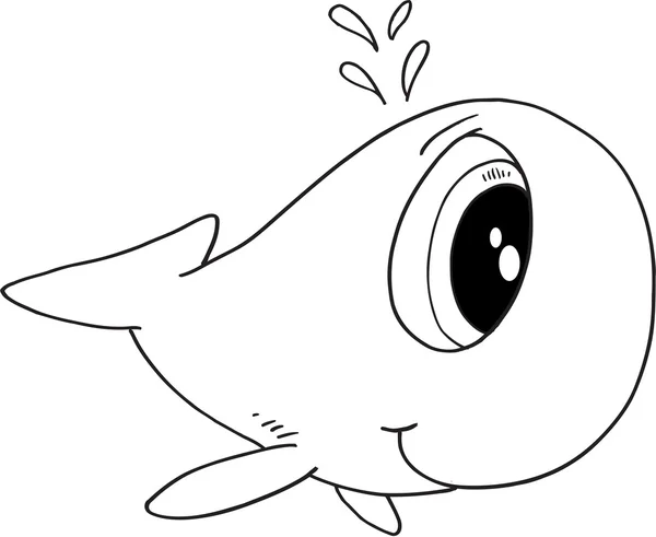 かわいい落書きクジラ ベクトル イラスト — ストックベクタ