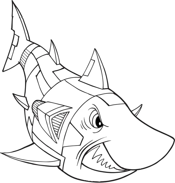 Arte de ilustração vetorial de tubarão robô — Vetor de Stock