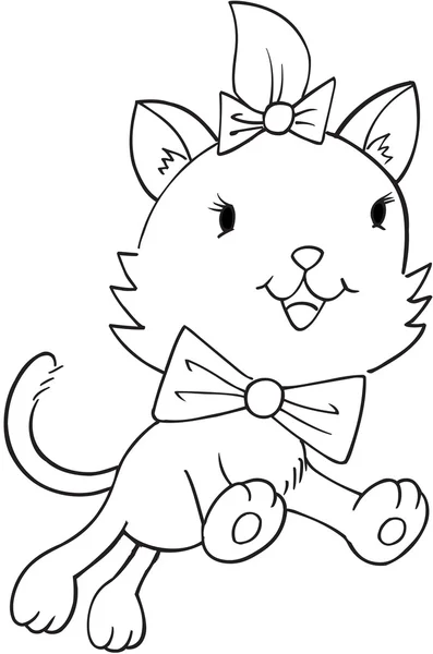 Doodle Cat Vector Ilustração Arte — Vetor de Stock