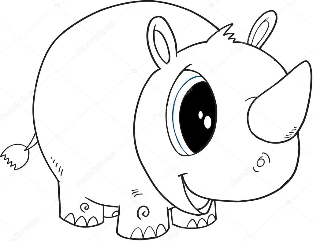 Cute  Doodle Rhino Vector Illustration Art