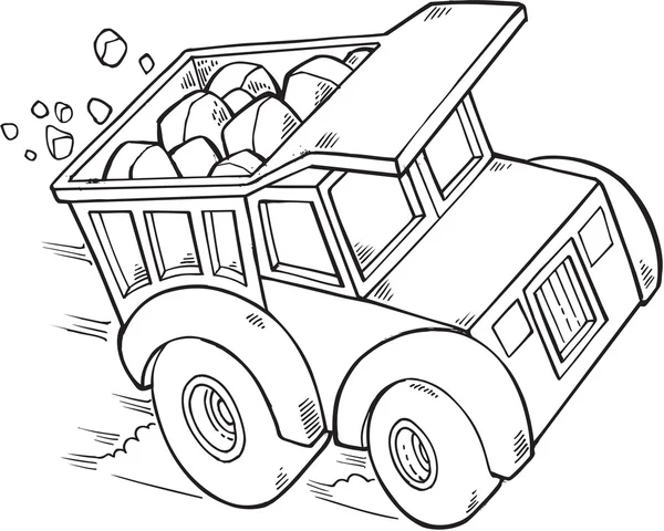 Doodle Dump Truck Vector Ilustração Arte — Vetor de Stock