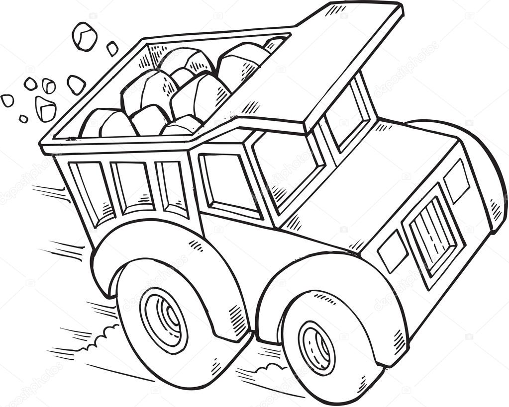 Doodle Dump Truck Vector Illustration Art 