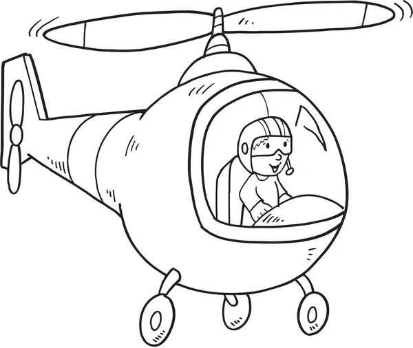 Şirin Doodle helikopter vektör çizim sanat — Stok Vektör