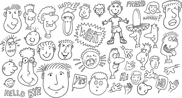 Persone Doodles Vector Illustration Set — Vettoriale Stock
