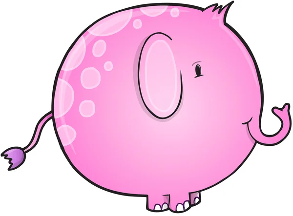 Cute Pink Pink Elephant Vector Illustration Art — стоковый вектор