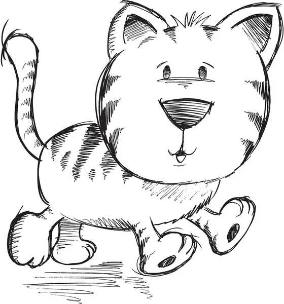 Lindo Doodle Sketch gato vector ilustración arte — Archivo Imágenes Vectoriales