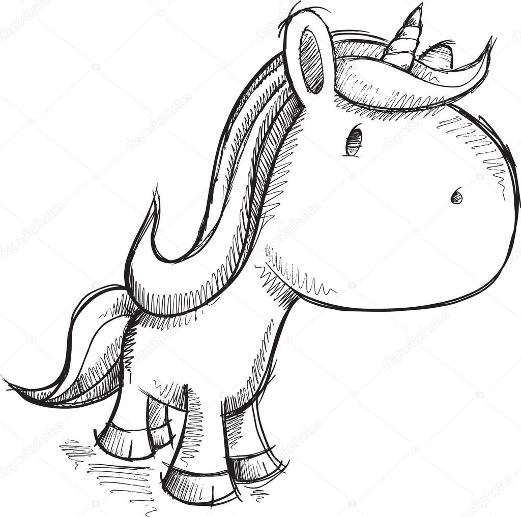 Cute Sketch Unicorn Vector Illustration