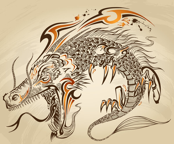 Dragon Doodle Sketch and Vector
