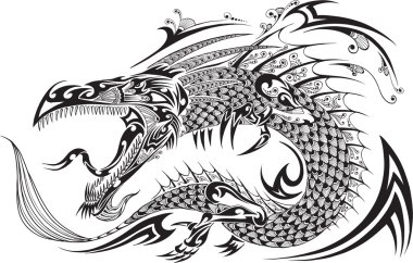 ejderha doodle kroki tattoo vektörel