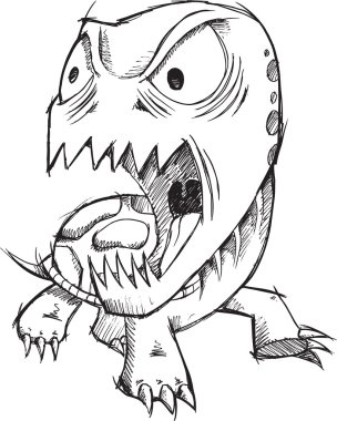 deli doodle zombi kaplumbağa vektör sanat