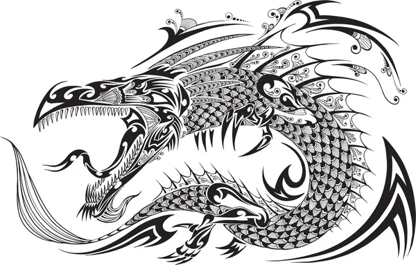 ejderha doodle kroki tattoo vektörel