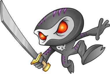 Ninja warrior vektör çizim sanat