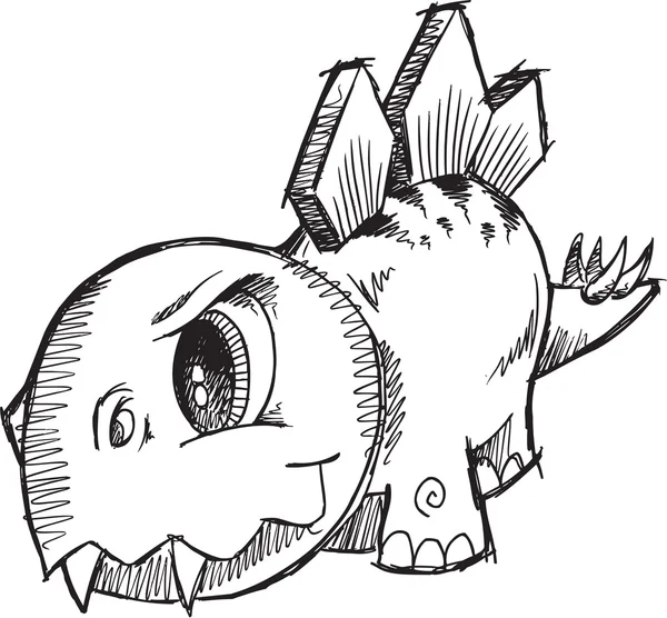 Stegosaurus dinozor sketch vektör çizim sanat — Stok Vektör