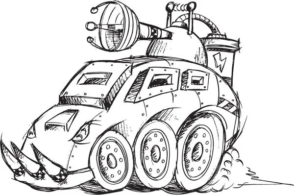 Θωρακισμένο αυτοκίνητο όχημα σκίτσο διανυσματικά εικονογράφηση art — Διανυσματικό Αρχείο