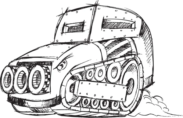 Armored Car Vehicle Sketch Vector Illustration Art — Stock Vector
