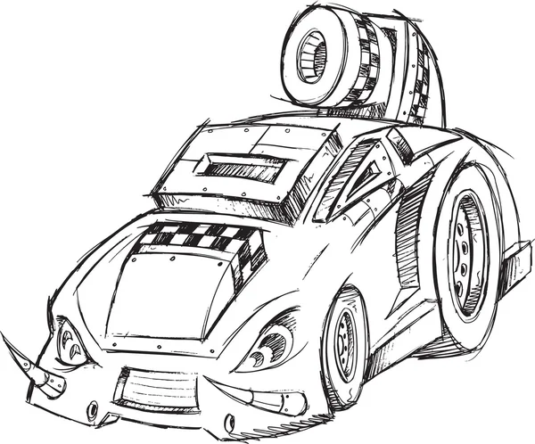 Zırhlı araç araç sketch vektör çizim sanat — Stok Vektör