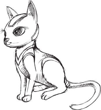 Kedi yavru kedi kroki Doodle vektör çizim sanat