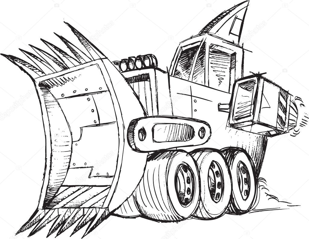 Armored Bulldozer Vehicle Sketch Vector Illustration