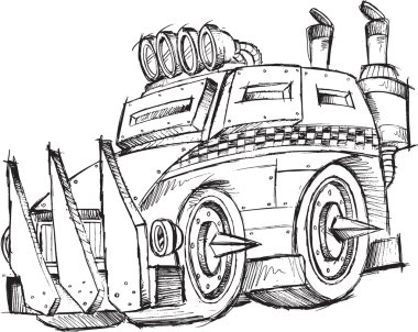 zırhlı araç araç sketch vektör çizim sanat