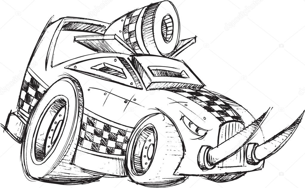 Armored Car Vehicle Sketch Vector Illustration Art