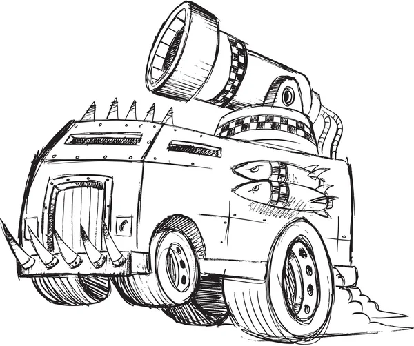 Эскиз бронированного автомобиля — стоковый вектор