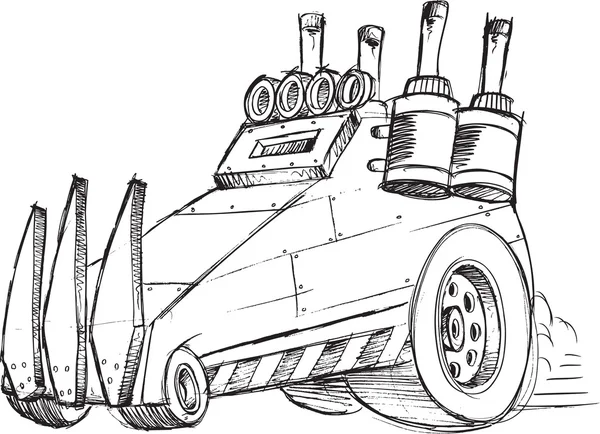 Skizze eines gepanzerten Autos — Stockvektor