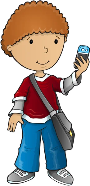 Enfant avec téléphone portable — Image vectorielle