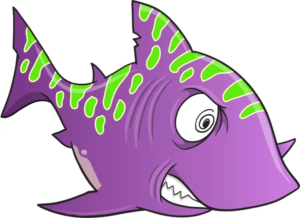 Purple Crazy Shark Vector Illustration Art — Stock Vector
