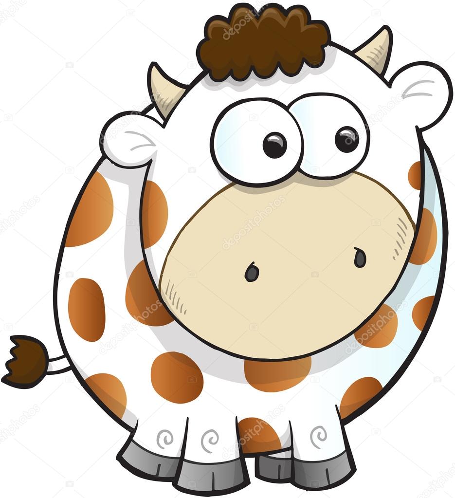 Silly Farm Cow Vector Illustration Art