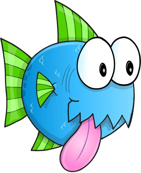 Happy blå fisk vektor Illustration konst — Stock vektor