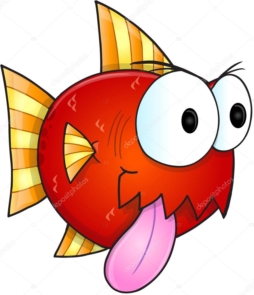 Mean Nasty Fish Vector Illustration Art