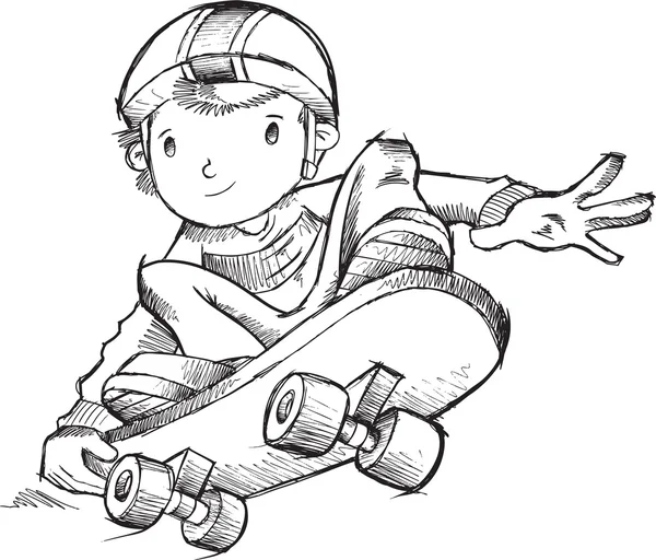 溜冰者素描图 — 图库矢量图片