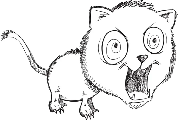 Doodle divoká Crazy Cat ilustrace umění — Stockový vektor