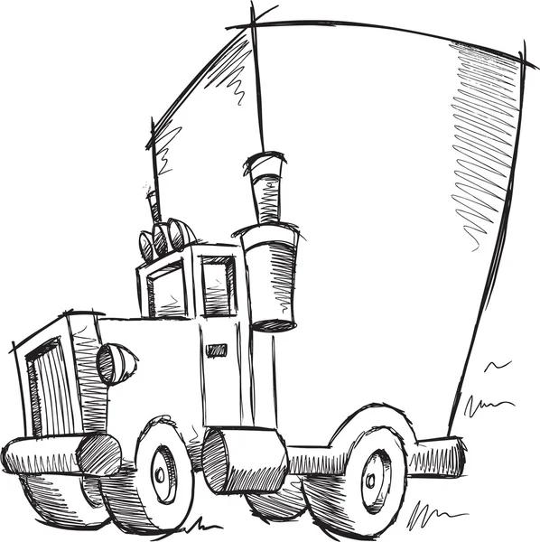 Doodle Sketch Truck Illustrazione Art — Vettoriale Stock