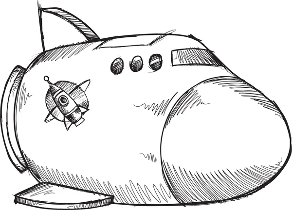 Doodle schets ruimteschip illustratie Art — Stockvector