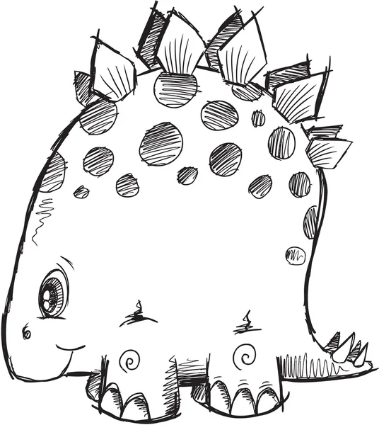 Doodle skiss Stegosaurus dinosaurie — Stock vektor