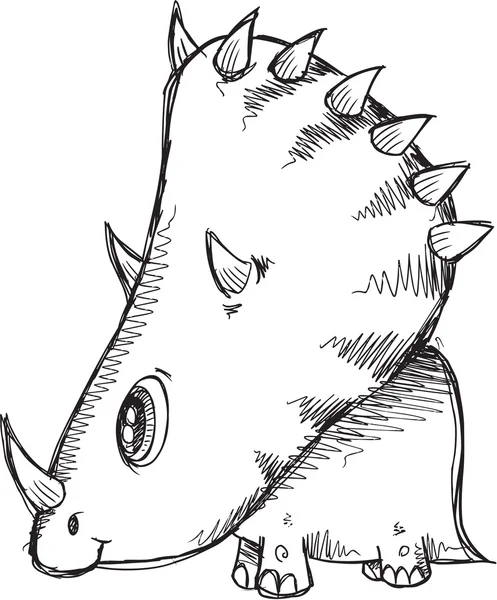 Doodle Sketch Triceratops Dinosaurio Vector Ilustración — Archivo Imágenes Vectoriales