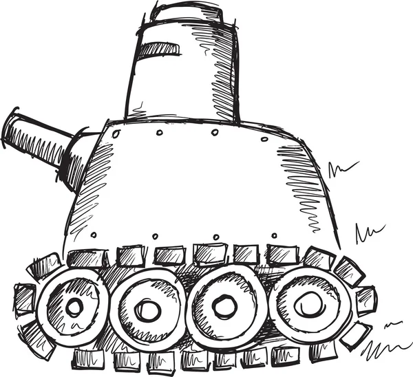 Doodle Skizze Panzer Illustration Kunst — Stockvektor